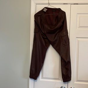 BCBG MaxAria Faux Leather cargo joggers